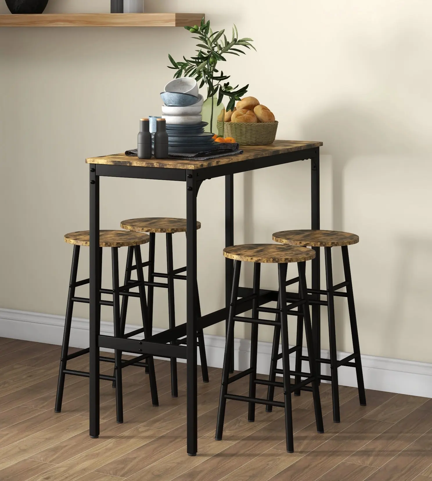 Set mobilier de bar Homcom 83A-048V81RB (Rustic Brown) - 5