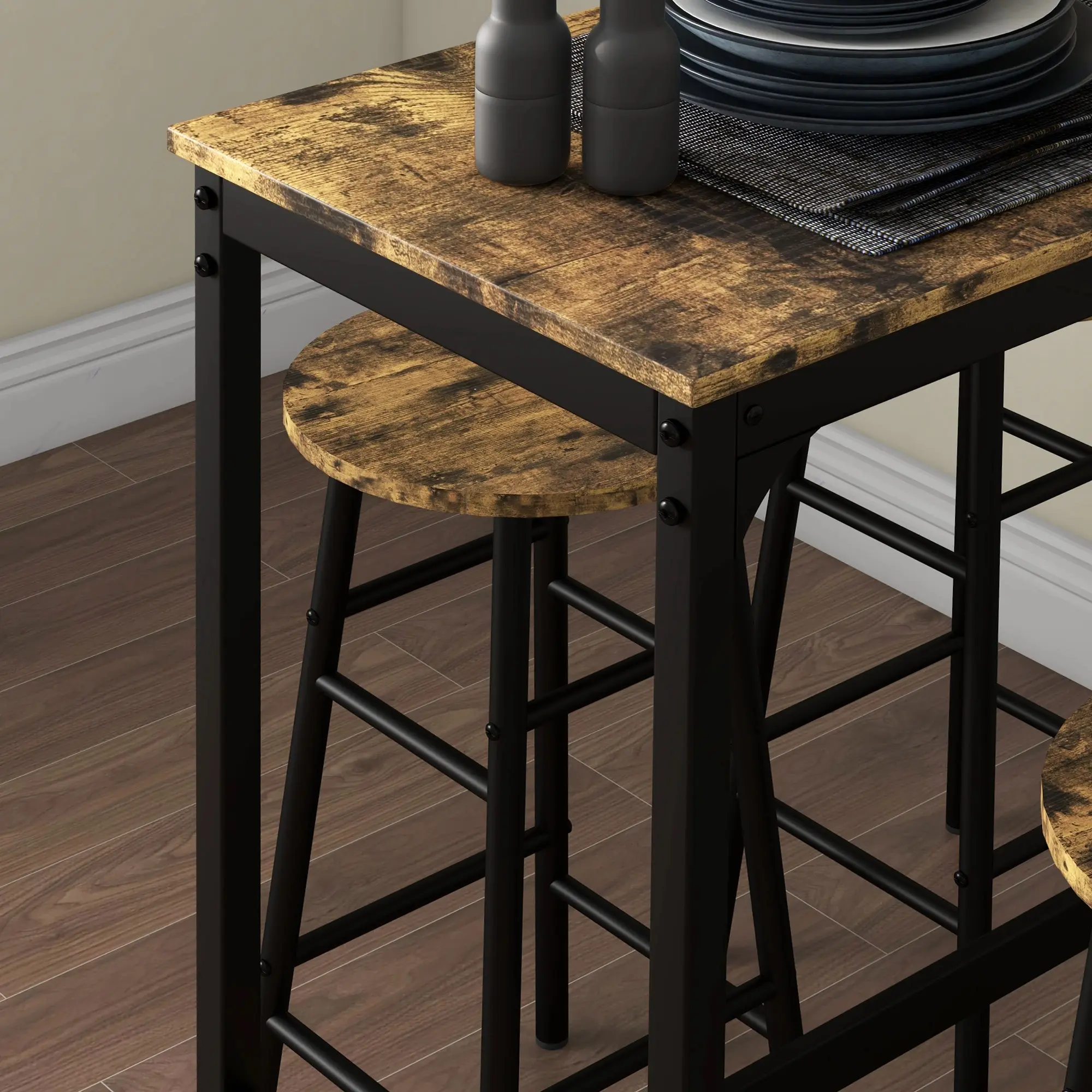 Set mobilier de bar Homcom 83A-048V81RB (Rustic Brown) - 7