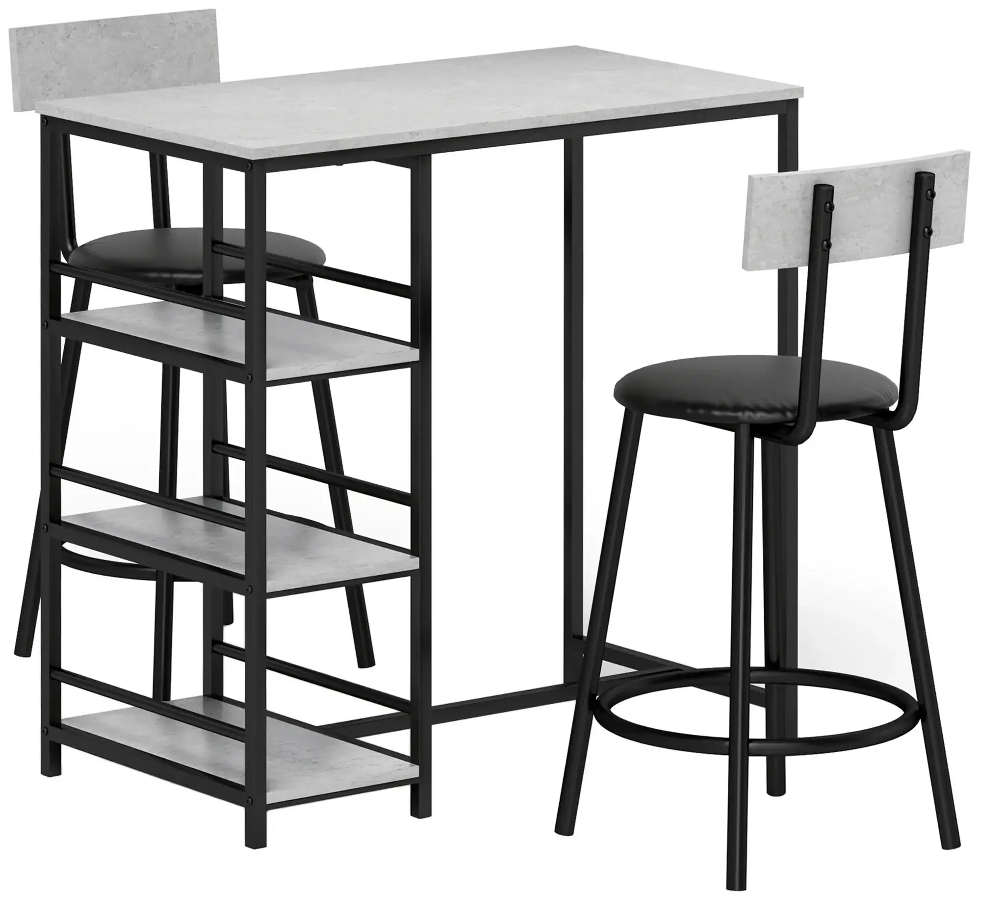 Set mobilier de bar Homcom 83A-217V00LG (Light Grey/Black) - 2
