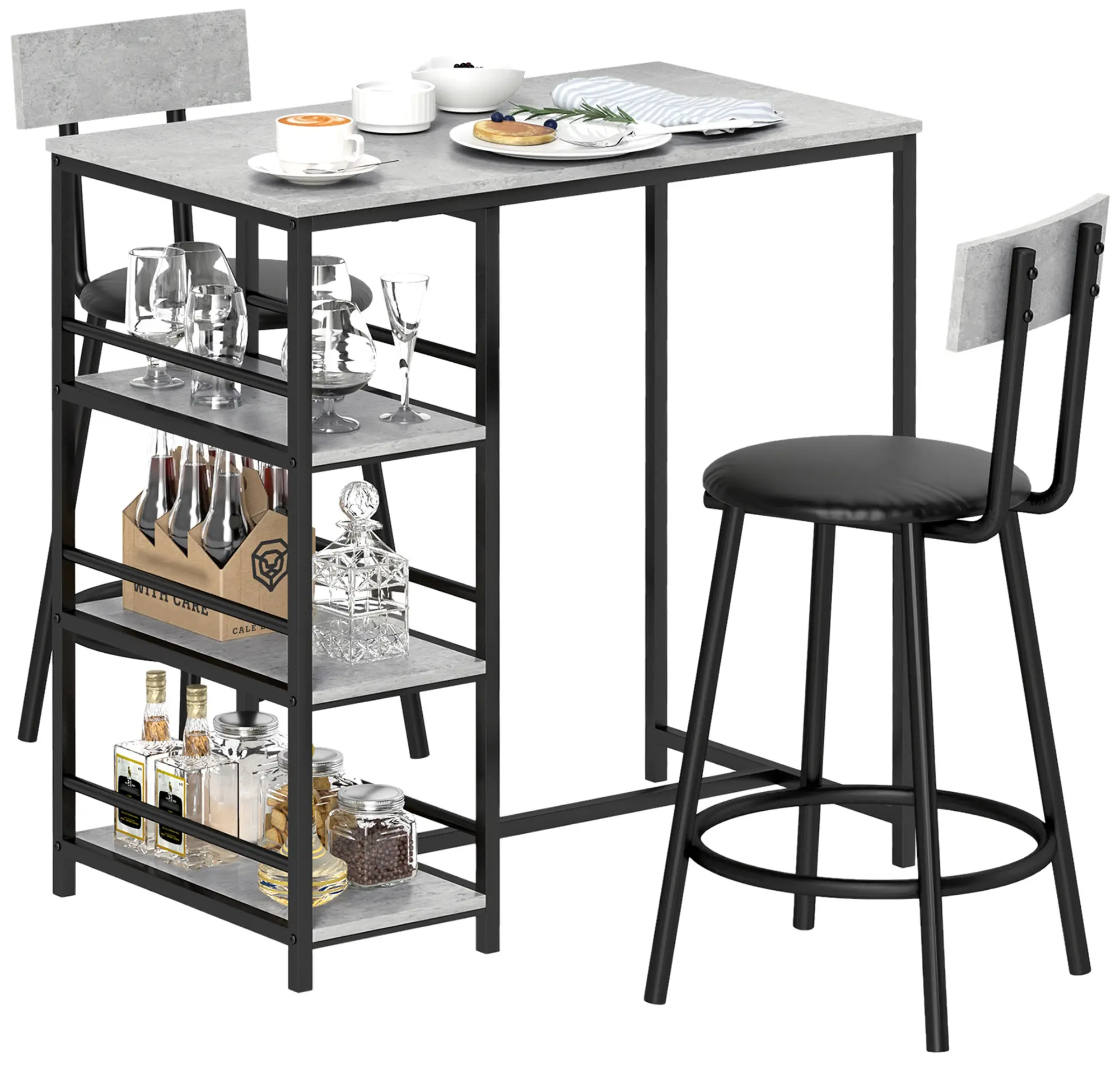 Set mobilier de bar Homcom 83A-217V00LG (Light Grey/Black) - 3