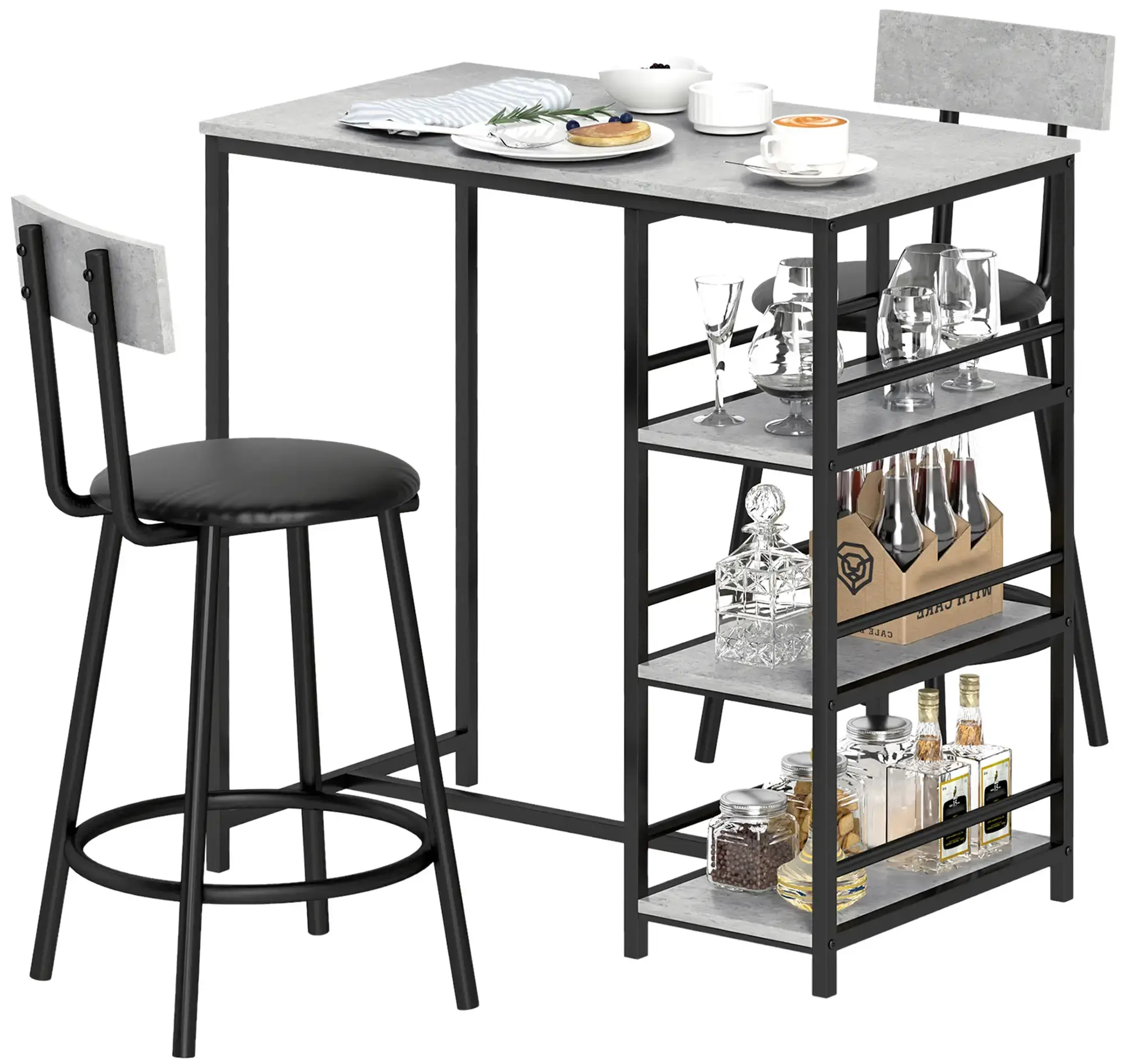 Set mobilier de bar Homcom 83A-217V00LG (Light Grey/Black) - 4