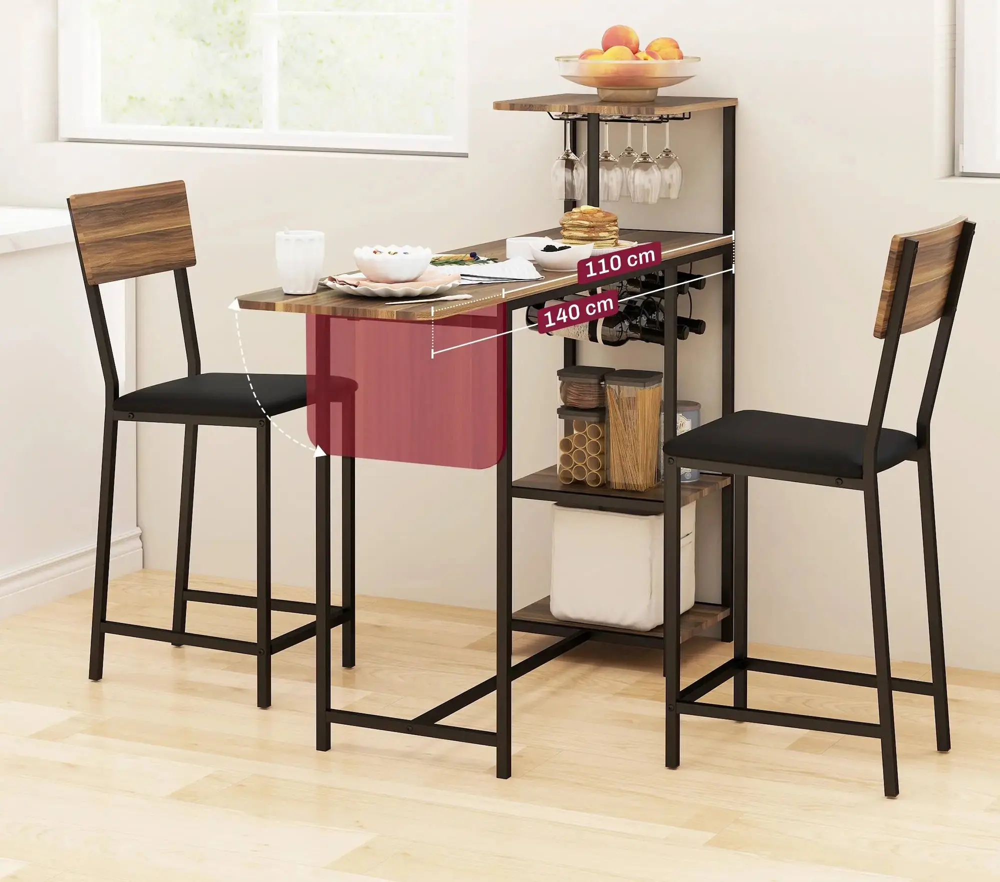Set mobilier de bar Homcom 83A-228V00BN (Brown/Black) - 3