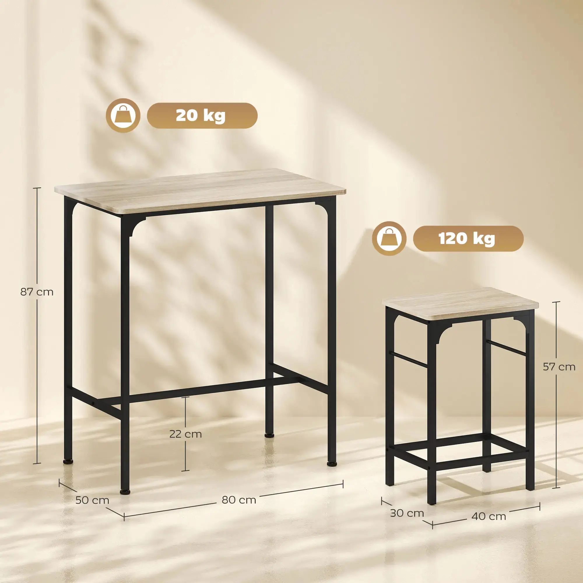 Комплект барной мебели Homcom 83A-265V00ND (Natural/Black) - 5