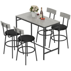 Set masa si scaune de bar Homcom 83A-321V00LG (Concrete Grey/Black) Thumb