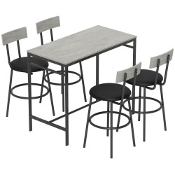 Set masa si scaune de bar Homcom 83A-321V00LG (Concrete Grey/Black) Thumb