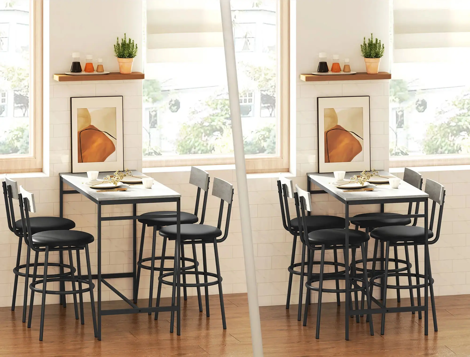 Set masa si scaune de bar Homcom 83A-321V00LG (Concrete Grey/Black) - 8