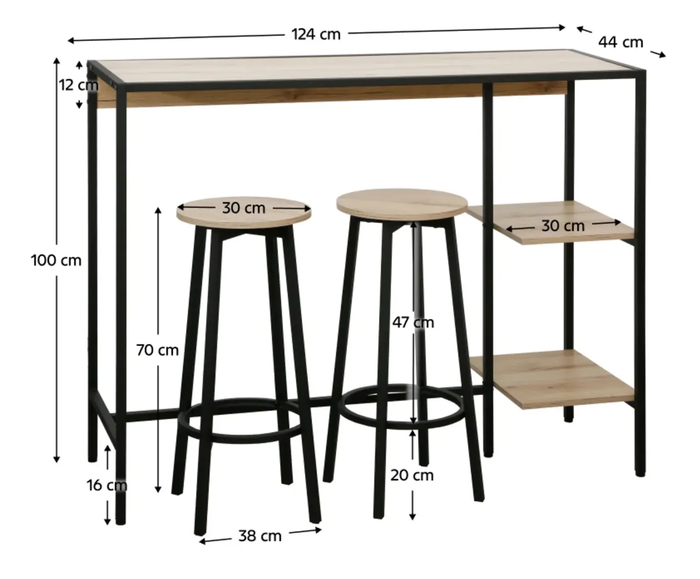 Комплект барной мебели Tempo Kondela Pohos (Oak/Black) - 8
