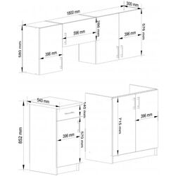 Set mobila pentru bucatarie Akord Lima 1.8m Sonoma Oak + Modern Tennessee 90x160 Sonoma Oak + Como 2207/2230 Right /Beige/Black Thumb