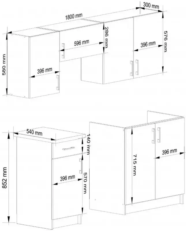Set mobila pentru bucatarie Akord Lima 1.8m Sonoma Oak + Modern Tennessee 90x160 Sonoma Oak + Como 2207/2230 Right /Beige/Black