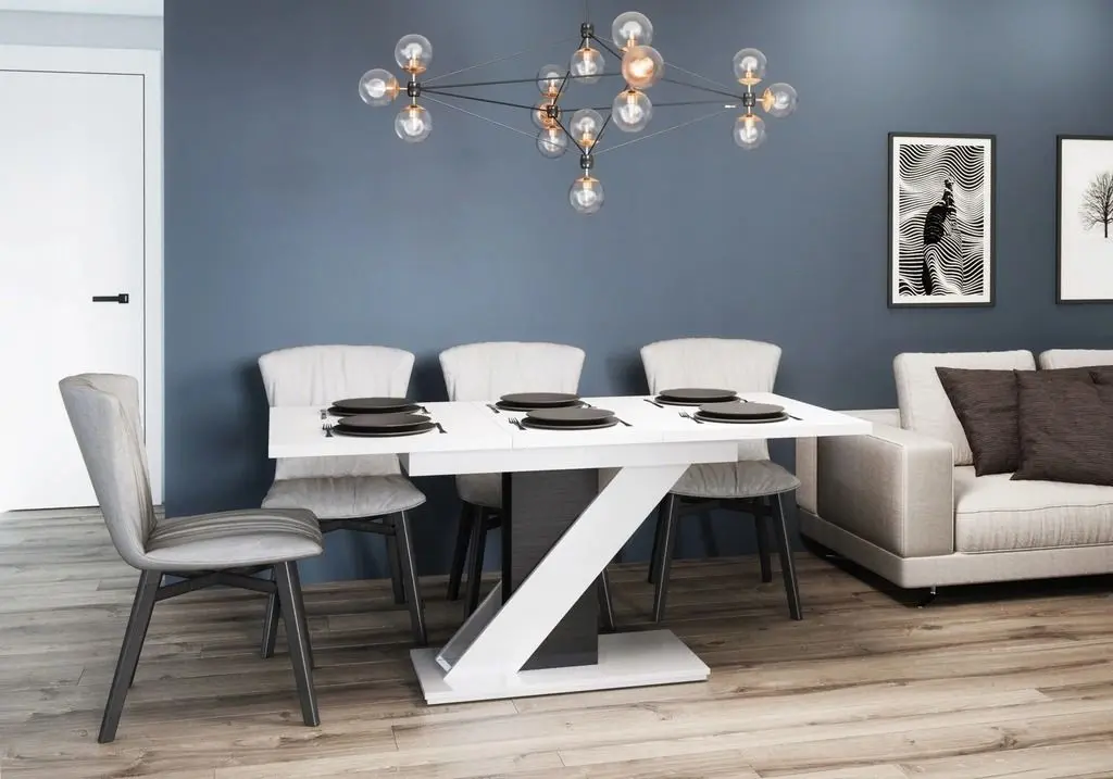 Set mobila pentru bucatarie Akord Oliwia 2.4m White + Prospero Meva White Gloss/Black Gloss + Signal Chic Velvet Green/Black