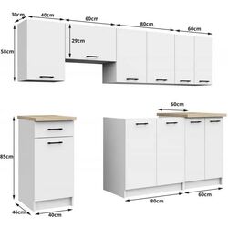 Set mobila pentru bucatarie Akord Oliwia 2.4m White + Prospero Meva White Gloss/Black Gloss + Signal Chic Velvet Green/Black Thumb