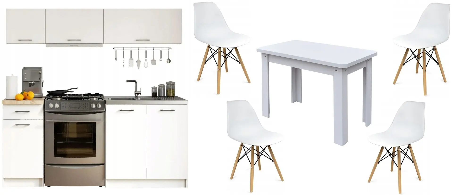 Набор мебели для кухни Akord Oliwia G1 1.8м White + Marcel Prod KC-6 RO White + Jumi Eva SD-972568 White