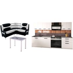 Set mobila pentru bucatarie Belini Sonik2 TOR SONIK2/3/WT/WT/0/B1 1.8m White Watt + Signal Damar 100x60 White + Modern Samba 2230/2300 Black/Snow White