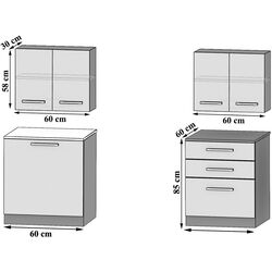 Set mobila pentru bucatarie Belini Tiesto2 INF TIESTO2/3/WT/S/0/B1 1.2m Gray High Gloss + Prospero Bronx White Gloss/Black Gloss + Signal Cherry Velvet Gray/Black Thumb