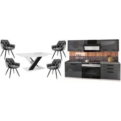 Set mobila pentru bucatarie Belini Tiesto2 INF TIESTO2/3/WT/S/0/B1 1.2m Gray High Gloss + Prospero Bronx White Gloss/Black Gloss + Signal Cherry Velvet Gray/Black