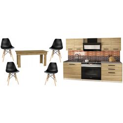 Набор мебели для кухни Belini Tiesto2 TOR TIESTO2/2/WT/DS/0/B1 1.2m Sonoma Oak + TopEshop Madras Artisan Oak + Jumi Eva SD-972575 Black