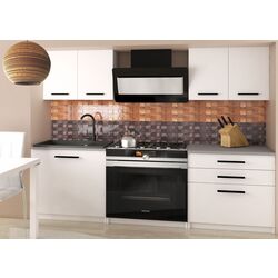 Set mobila pentru bucatarie Belini Tiesto2 TOR TIESTO2/2/WT/WT/0/B1 1.2m White Matt + Mobhaus Kraz 120x80 White/Black + Halmar K209 White Thumb