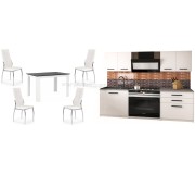 Set mobila pentru bucatarie Belini Tiesto2 TOR TIESTO2/2/WT/WT/0/B1 1.2m White Matt + Mobhaus Kraz 120x80 White/Black + Halmar K209 White