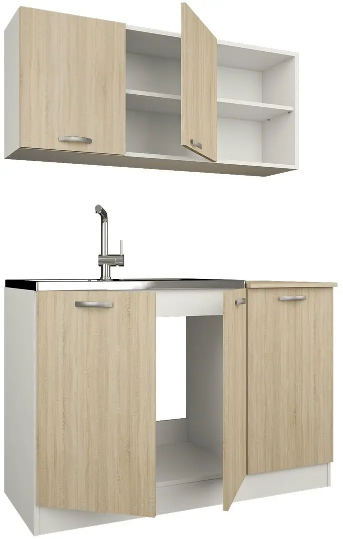 Набор мебели для кухни Haaus Ara 1.2м White/Sonoma Oak + Modern Tennessee 90x160 Sonoma Oak + Jumi Eva SD-972568 White - 2