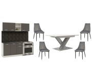 Set mobila pentru bucatarie Haaus Kara 1.8m White/Anthracite + Prospero Bronx White/Stone + Signal Trix B Velvet Black/Gray