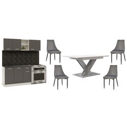 Set mobila pentru bucatarie Haaus Kara 1.8m White/Anthracite + Prospero Bronx White/Stone + Signal Trix B Velvet Black/Gray