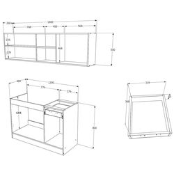 Set mobila pentru bucatarie Haaus Kara 1.8m White/Anthracite + Prospero Bronx White/Stone + Signal Trix B Velvet Black/Gray Thumb