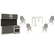 Set mobila pentru bucatarie Haaus Kara 1.8m + Zeta + Jumi Eva SD-972063 White/Anthracite/Gray