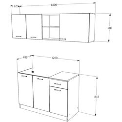 Set mobila pentru bucatarie Haaus Kara 1.8m + Zeta + Jumi Eva SD-972063 White/Anthracite/Gray Thumb