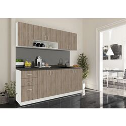 Set mobila pentru bucatarie Haaus Parma 2.0m Dark Sonoma Oak/White + Prospero Bronx Stone/White Gloss + Modern Sofy 2300/2230 Right White/Black Thumb