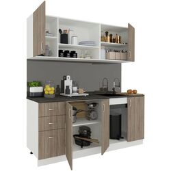 Set mobila pentru bucatarie Haaus Parma 2.0m Dark Sonoma Oak/White + Prospero Bronx Stone/White Gloss + Modern Sofy 2300/2230 Right White/Black Thumb