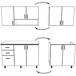 Set mobila pentru bucatarie Haaus Parma 2.0m Dark Sonoma Oak/White + Prospero Bronx Stone/White Gloss + Modern Sofy 2300/2230 Right White/Black Thumb