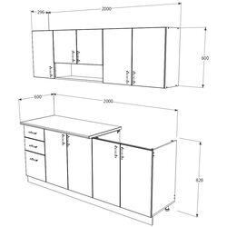 Set mobila pentru bucatarie Haaus Parma 2.0m Dark Sonoma Oak/White + Prospero Bronx Stone/White Gloss + Modern Sofy 2300/2230 Right White/Black Thumb