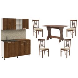Set mobila pentru bucatarie Haaus Roma 1.6m White/Bronze Oak + Fabrik Home Noroc Орех Каменный + Mobhaus Oleg New Walnut/Beige