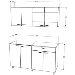 Set mobila pentru bucatarie Haaus Roma 1.6m White/Bronze Oak + Fabrik Home Noroc Орех Каменный + Mobhaus Oleg New Walnut/Beige Thumb
