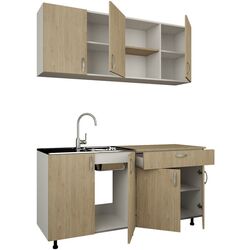 Set mobila pentru bucatarie Haaus Roma 1.6м White/Natural Wood + Haaus Nova Sonoma Oak + Jumi Eva SD-972568 White Thumb