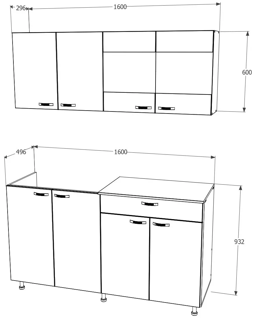 Set mobila pentru bucatarie Haaus Roma 1.6м White/Natural Wood + Haaus Nova Sonoma Oak + Jumi Eva SD-972568 White