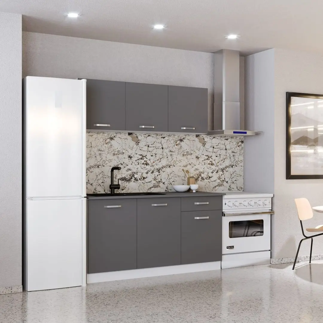 Set mobila pentru bucatarie Haaus Ronda 1.5м Anthracite/White + Prospero Mufo K350 White + Signal Chic Velvet Gray/Black