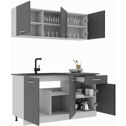 Set mobila pentru bucatarie Haaus Ronda 1.5м Anthracite/White + Prospero Mufo K350 White + Signal Chic Velvet Gray/Black Thumb