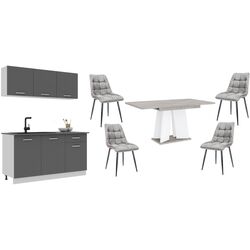 Set mobila pentru bucatarie Haaus Ronda 1.5м Anthracite/White + Prospero Mufo K350 White + Signal Chic Velvet Gray/Black