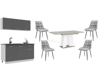 Set mobila pentru bucatarie Haaus Ronda 1.5м Anthracite/White + Prospero Mufo K350 White + Signal Chic Velvet Gray/Black