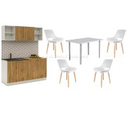 Set mobila pentru bucatarie Haaus Sena 1.6м White/Wotan Oak + Mobhaus Unita Extra White + Jumi Davis SD-939639 White