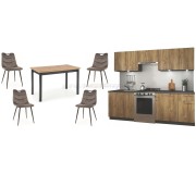 Set mobila pentru bucatarie Halmar Daria 2.4m Wotan Oak/Anthracite + Halmar Cobalt Wotan Oak/Black + Signal Aloe Grey/Black