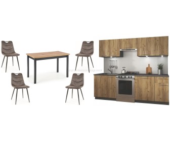 Set mobila pentru bucatarie Halmar Daria 2.4m Wotan Oak/Anthracite + Halmar Cobalt Wotan Oak/Black + Signal Aloe Grey/Black