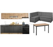 Set mobila pentru bucatarie Halmar Perla 2.6м Artisan Oak/Dark Gray + Cobalt Wotan Oak/Black + Modern Como 2233 Left Gray