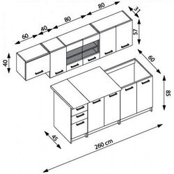 Set mobila pentru bucatarie Halmar Perla 2.6м Sonoma Oak/White + Signal Damar 100x60 Gray + Modern Samba 2231/2207 Beige/Dark Brown Thumb