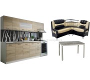 Set mobila pentru bucatarie Halmar Perla 2.6м Sonoma Oak/White + Signal Damar 100x60 Gray + Modern Samba 2231/2207 Beige/Dark Brown