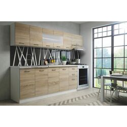 Set mobila pentru bucatarie Halmar Perla 2.6м Sonoma Oak/White + Signal Damar 100x60 Gray + Modern Samba 2231/2207 Beige/Dark Brown Thumb