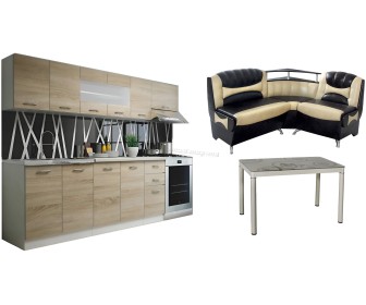 Set mobila pentru bucatarie Halmar Perla 2.6м Sonoma Oak/White + Signal Damar 100x60 Gray + Modern Samba 2231/2207 Beige/Dark Brown