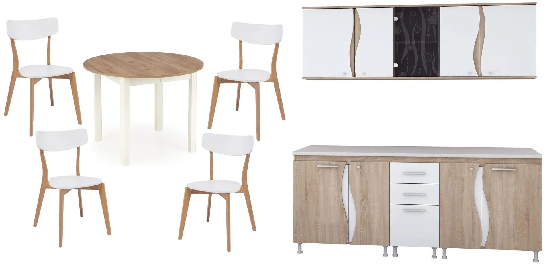 Set mobila pentru bucatarie Marcel Prod CIP3S-C1 2m Sonoma Oak/White + Halmar Ringo Craft Oak/White + Signal Mosso White/Oak