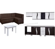 Set mobila pentru bucatarie Marcel Prod CIP3S-C2 2.6m Wenge/White + KC-6 RO White + Modern Como 2231 Right Dark Brown